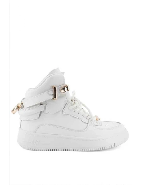 GOLD METAL DETAYLI BEYAZ