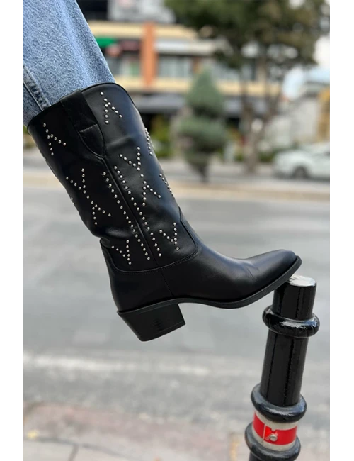 HAKİKİ DERİ WESTERN ÇİZME SİYAH