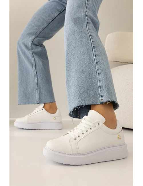İNCİ DETAYLI SNEAKER BEYAZ
