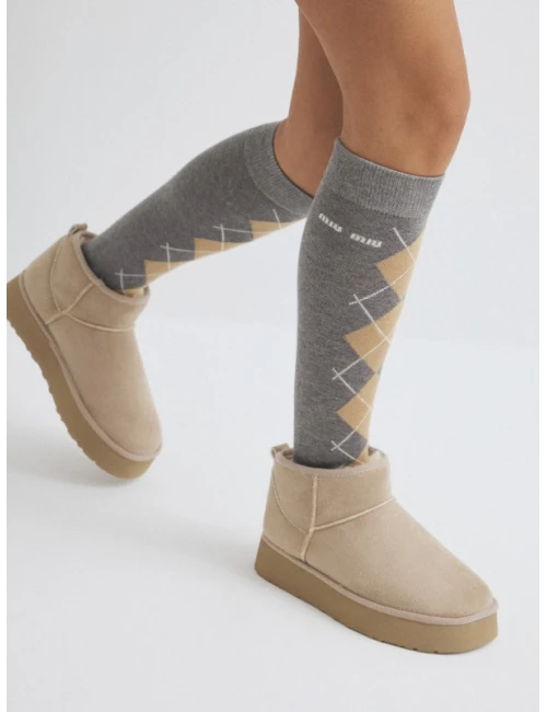 KALIN TABAN DERİ KÜRKLÜ BOT BEJ