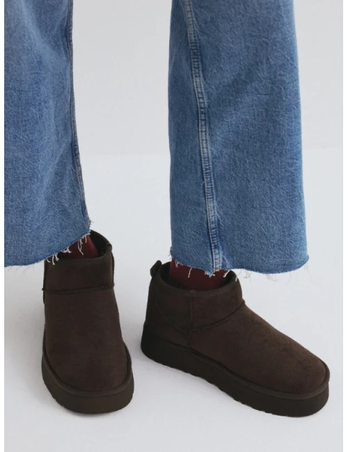 KALIN TABAN DERİ KÜRKLÜ BOT KAHVE