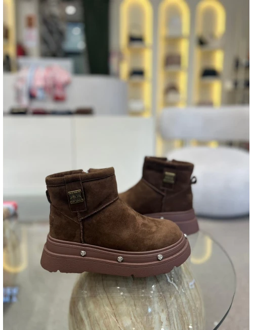 KALIN TABAN KÜRKLÜ SÜET DERİ BOT KAHVE