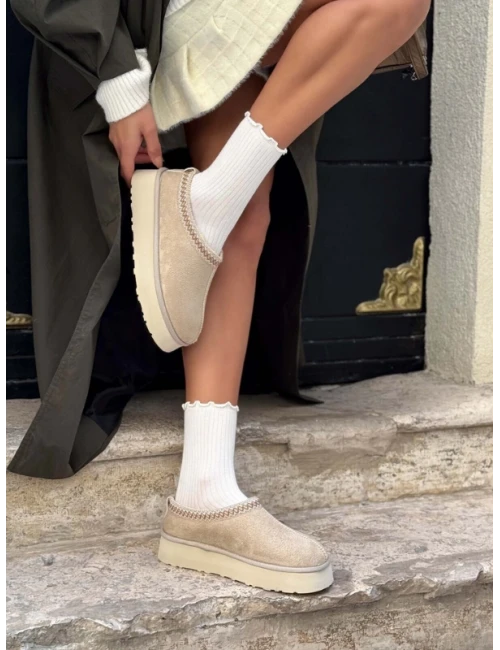 KALIN TABAN KÜRKLÜ TERLİK BEJ