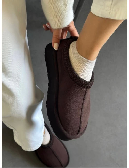 KALIN TABAN KÜRKLÜ TERLİK KAHVE