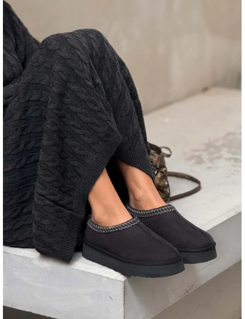 KALIN TABAN KÜRKLÜ TERLİK SİYAH