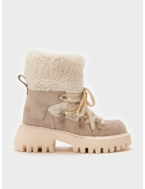 KÜRK DETAYLI KALIN TABAN SÜET BOT BEJ