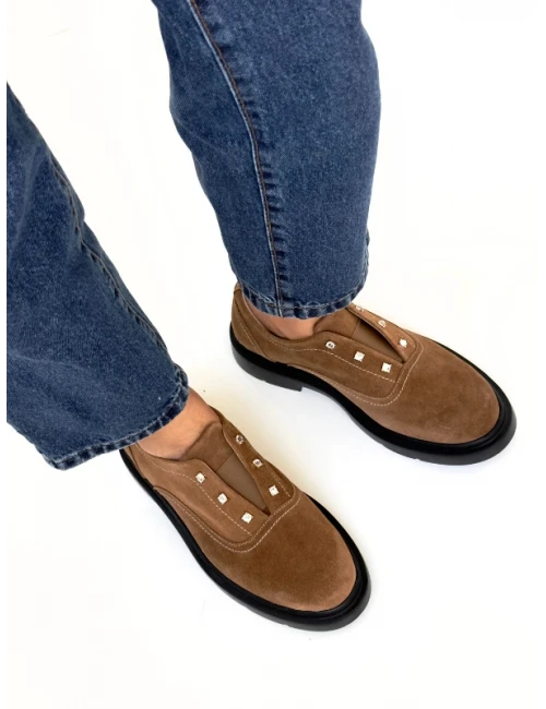 LASTİK DETAY SÜET DERİ LOAFER SİGARO