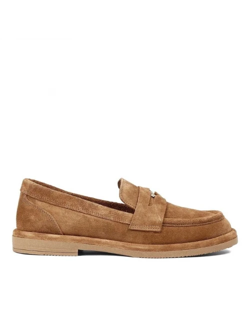 METAL DETAYLI SÜET DERİ LOAFER SİGARO