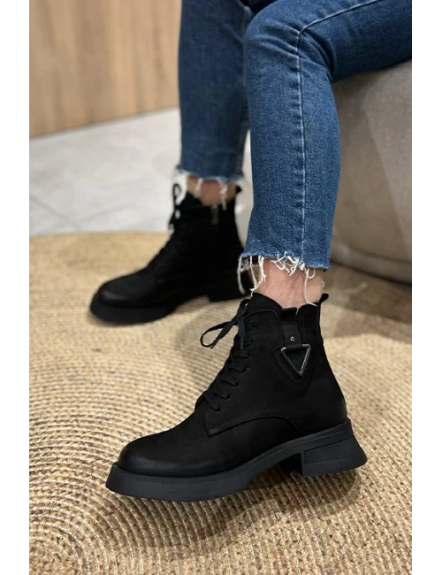 NUBUK DERİ KISA POSTAL  SİYAH