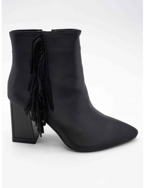 PÜSKÜL DETAY SATEN KUMAŞ BOT SİYAH