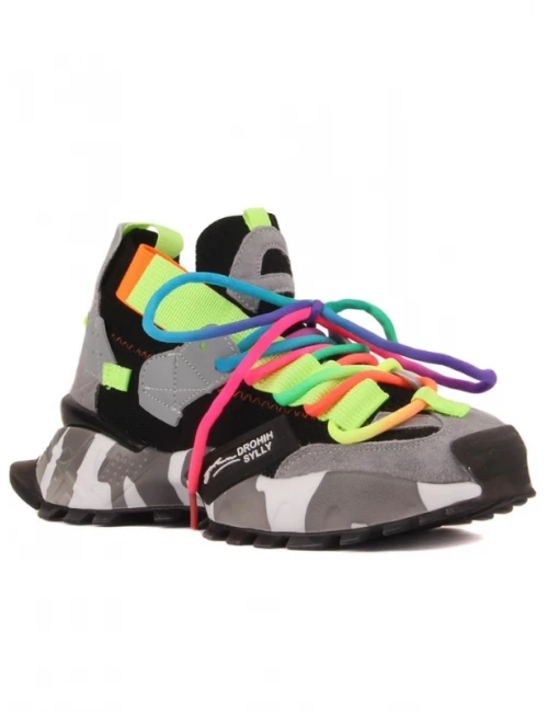 RENKLİ BAĞCIKLI SNEAKER SİYAH