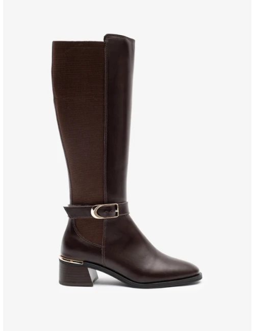 STREÇ DETAY DERİ ÇİZME KAHVE