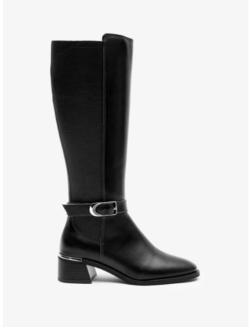 STREÇ DETAY DERİ ÇİZME SİYAH