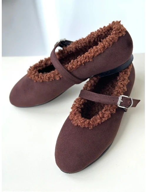 SÜET İÇİ KÜRKLÜ BASİC BABET KAHVE