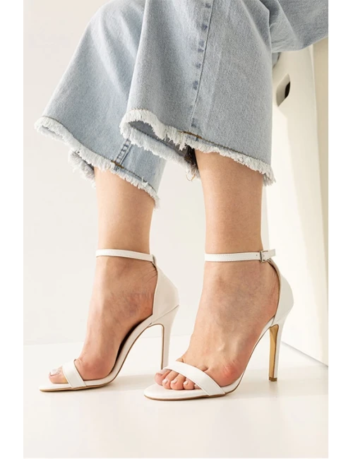 TEK BANT YÜKSEK TOPUK AÇIK  BEYAZ