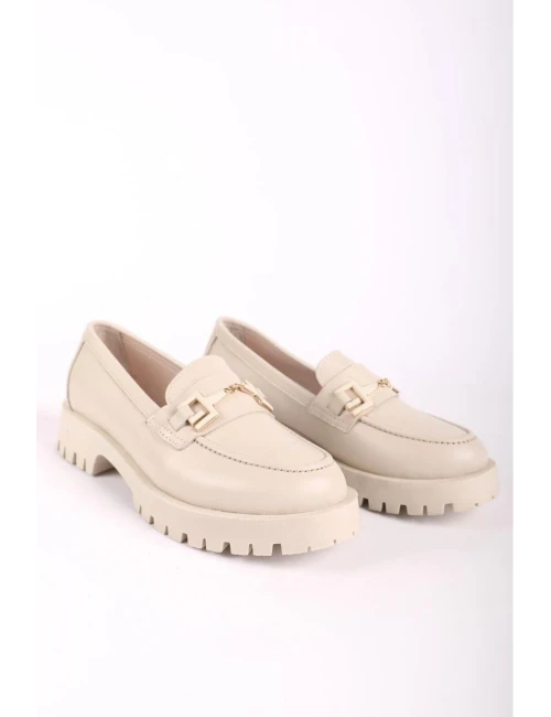 TOKA DETAY DERİ LOAFER KREM