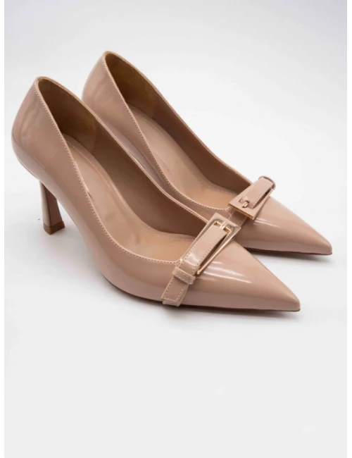 TOKA DETAYLI TOPUKLU AYAKKABI NUDE