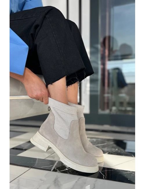 TRİKO BİLEKLİ SÜET BOT BEJ