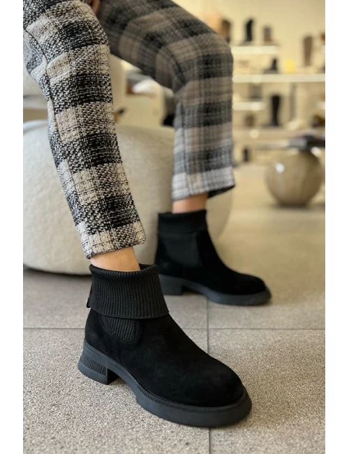 TRİKO BİLEKLİ SÜET BOT SİYAH