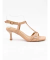 CİLT DERİ TOPUKLU SANDALET NUDE