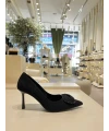 BASKI DETAY SÜET DERİ STİLETTO SİYAH