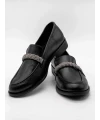 TAŞ DETAY DERİ LOAFER SİYAH