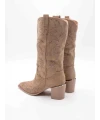 TAŞ DETAY TOPUKLU WESTERN BOT BEJ