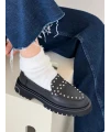 TROK DETAYLI DERİ LOAFER SİYAH
