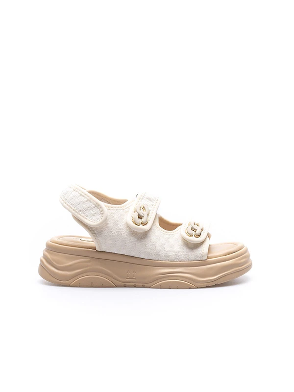 BANT DETAYLI SANDALET BEJ