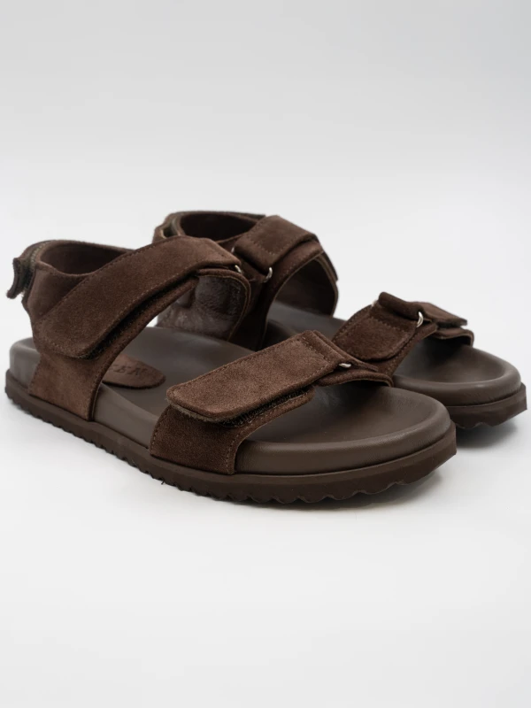 BANTLI SÜET DERİ SANDALET KAHVE