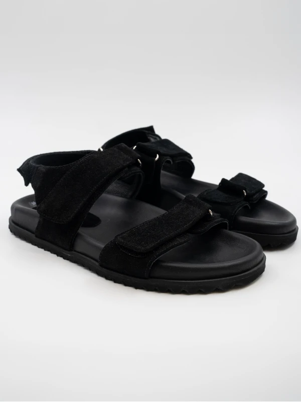 BANTLI SÜET DERİ SANDALET SİYAH