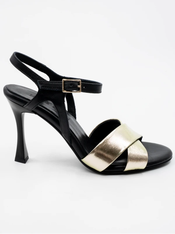 ÇAPRAZ BANTLI TOPUKLU SANDALET GOLD