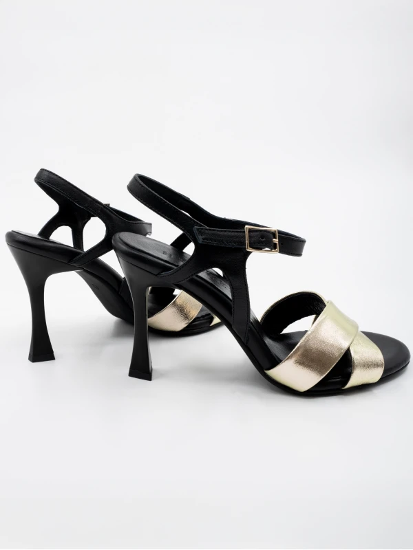 ÇAPRAZ BANTLI TOPUKLU SANDALET GOLD