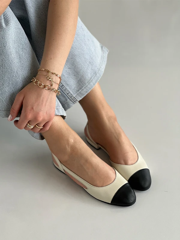 ÇİFT RENKLİ SÜET BURUN DETAYLI BABET KREM