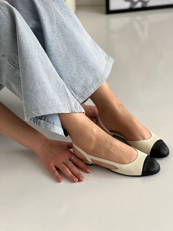 ÇİFT RENKLİ SÜET BURUN DETAYLI BABET KREM