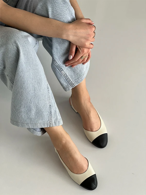 ÇİFT RENKLİ SÜET BURUN DETAYLI BABET KREM