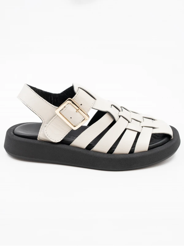 CİLT DERİ KADIN SANDALET BEJ