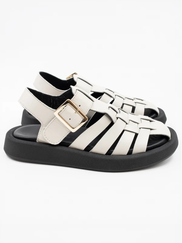 CİLT DERİ KADIN SANDALET BEJ