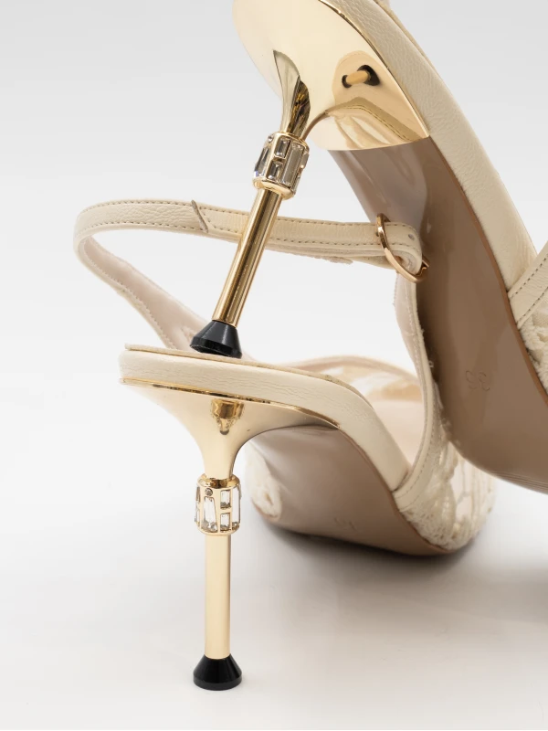 DANTEL İŞLEME TOPUKLU KREM