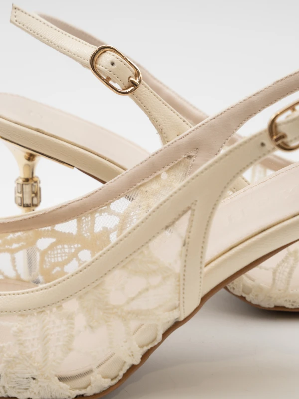 DANTEL İŞLEME TOPUKLU KREM