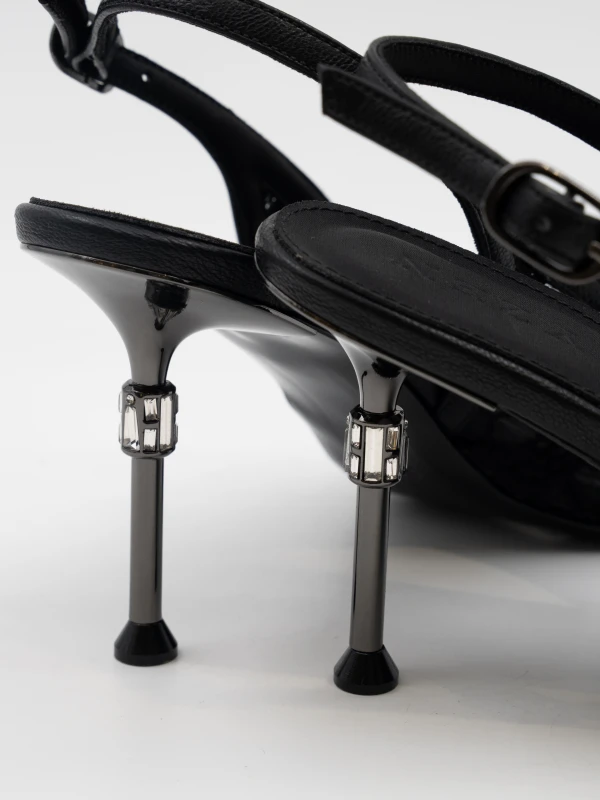 DANTEL İŞLEME TOPUKLU SİYAH