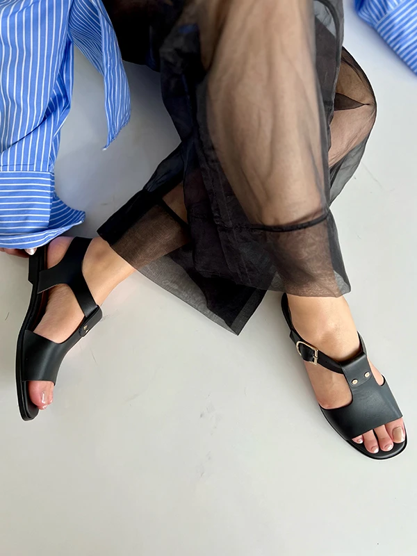 DERİ SANDALET SİYAH