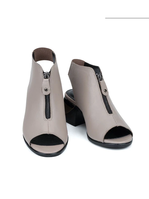 KLASİK TOPUKLU FERMUARLI SANDALET