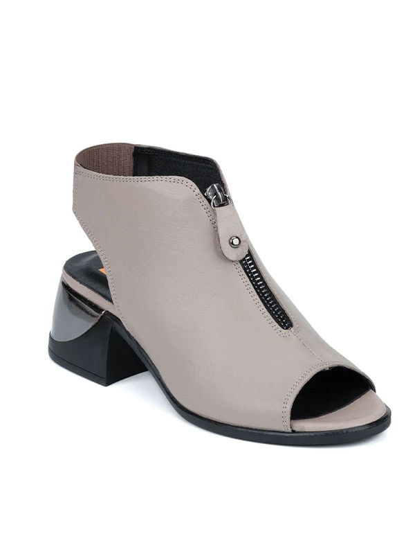 KLASİK TOPUKLU FERMUARLI SANDALET