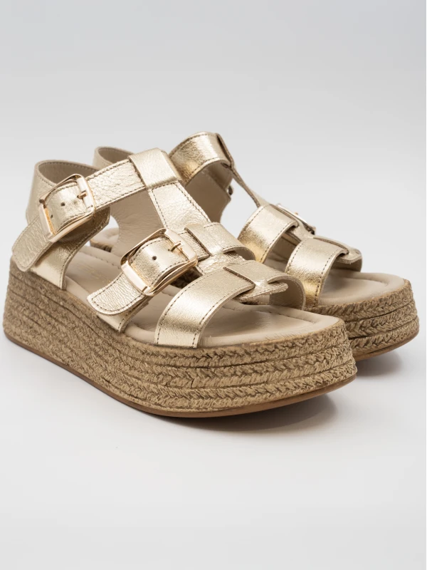 DOLGU TOPUK DERİ SANDALET GOLD