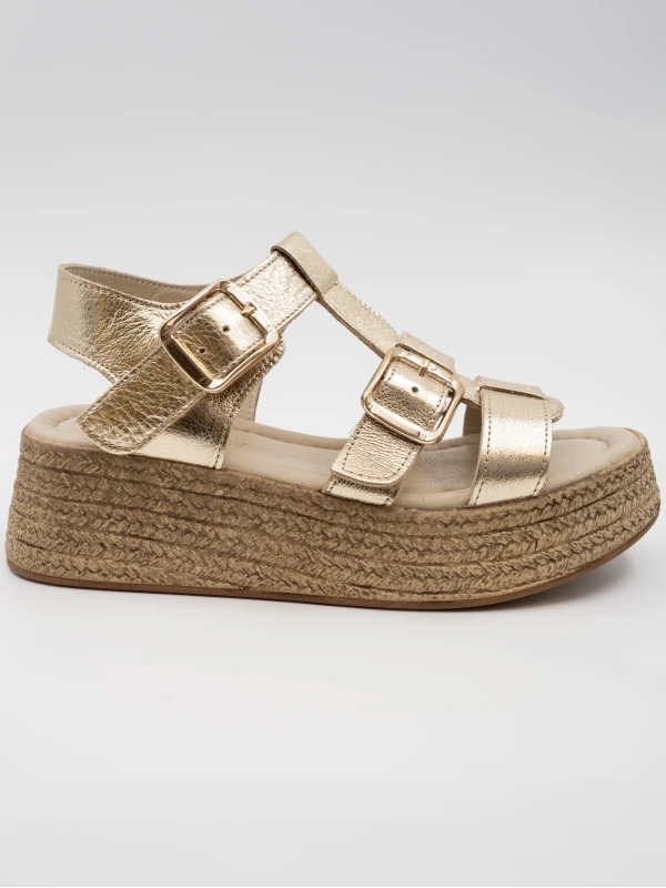 DOLGU TOPUK DERİ SANDALET GOLD