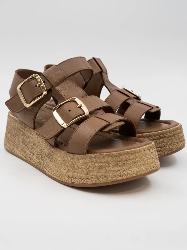 DOLGU TOPUK DERİ SANDALET TABA