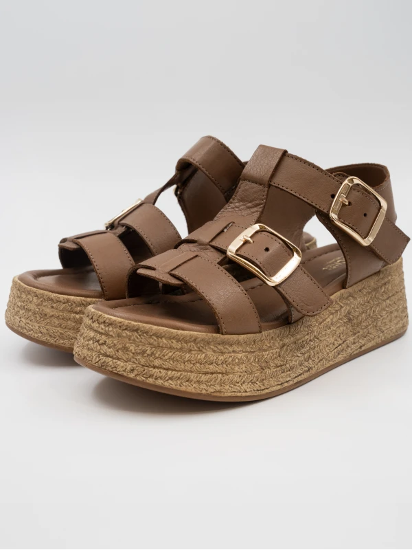 DOLGU TOPUK DERİ SANDALET TABA