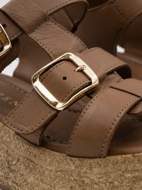 DOLGU TOPUK DERİ SANDALET TABA