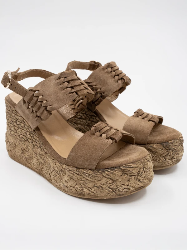 DOLGU TOPUK SÜET DERİ SANDALET VİZON